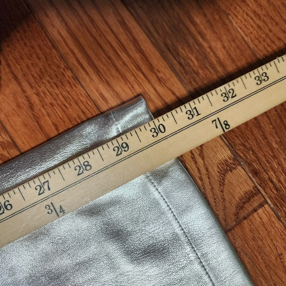 Abercrombie & Fitch Curve Love 90s High Rise Relaxed Faux Leather Silver Pants 6